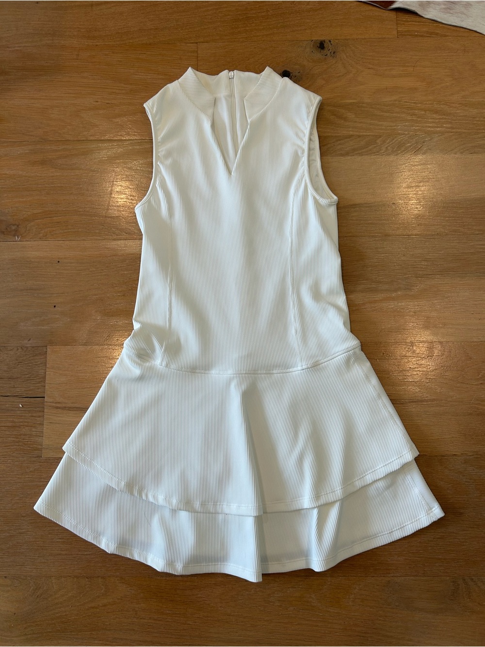 TCEC White Sleeveless Tiered Athletic Dress